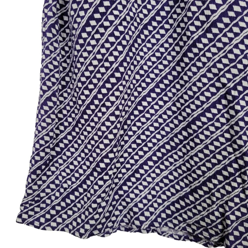 Ann Taylor Loft Petites 12P Skirt Maxi Button Front Drawstring Geometric Purple - Picture 10 of 11